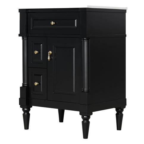 Freestanding Bathroom Vanity With Sink, Adjustable Shelf & Flip Drawer
