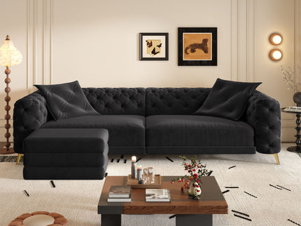 3 In 1 Convertible Sleeper, Deep Seat Pull Out Sofa Bed, Button Tufted