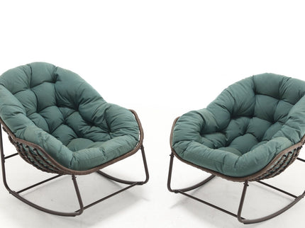 Indoor / Outdoor Oversized Wicker Egg Rocker Chair - Light Green