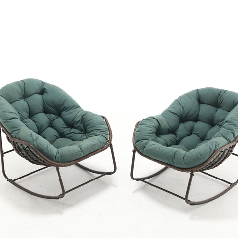 Indoor / Outdoor Oversized Wicker Egg Rocker Chair - Light Green
