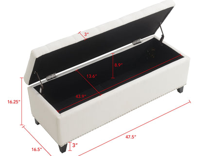 Button-Tufted Storage Ottoman With Safety Close Hinge