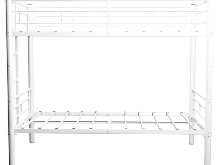 Metal Bunk Bed For Kids, Convertible Bedframe With Ladders & Guardrail