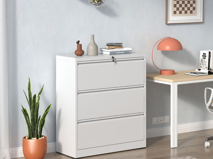 Lateral File Cabinet, Locking Heavy Duty, Anti-Tip Safety Interlock, Vertical Storage For Letter/Legal/A4 Files
