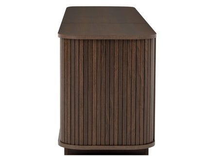 70" TV Stand With Ample Storage, Curved Corners - Dark Brown