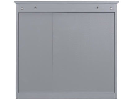Bathroom Vanity With Top Sink, Freestanding Storage Cabinet With 2 Doors And 3 Drawers, Mirror Cabinet Included - Gray