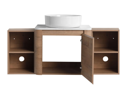 Wall Mounted Bathroom Vanity With Art Sink, 2 Storage Shelves, Soft Close Door
