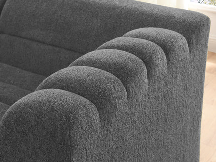 U-Shaped Modular Sectional Sofa With Chaise And Movable Ottoman With Wave-Shaped Armrest