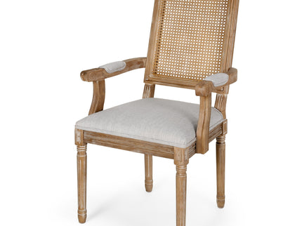 Elegant French Country Style Dining Chair With Cane Backrest