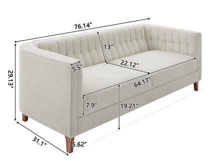 Modern 3 Seater Sofa, Upholstered Couch With Curved Armrests