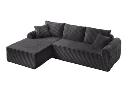 Modular Sectional With Arched Armrests, Includes 3 Back Cushions & 2 Throw Pillows