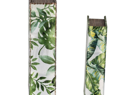 Botanical And Book Boxes (Set of 2) - White / Green