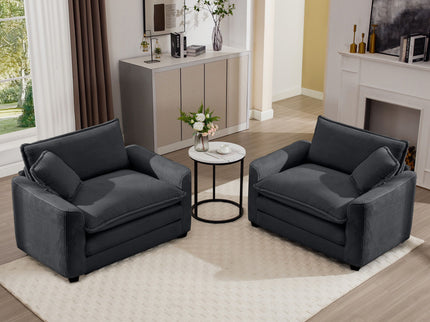 Modern Classic Fabric Single Chair Deep Seat Sofa With Pillow