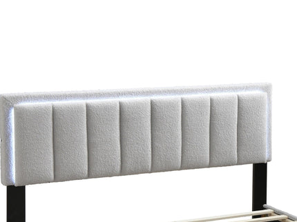 Bed With Channel Tufting And Built In LED Headboard