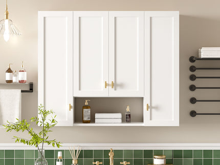 30" Bathroom Cabinet With 5 Adjustable Shelves, Wall Mounted Medicine Cabinet - White