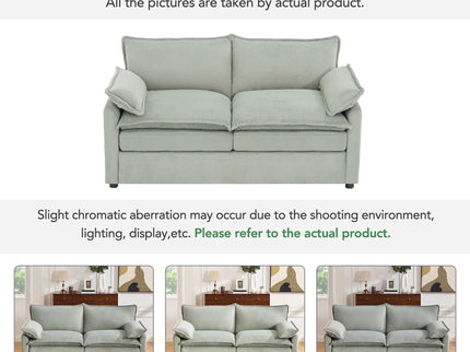Modern Loveseat Sofa, Upholstered Couch With Side Storage Pockets