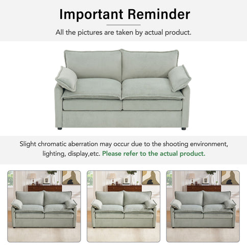 Modern Loveseat Sofa, Upholstered Couch With Side Storage Pockets