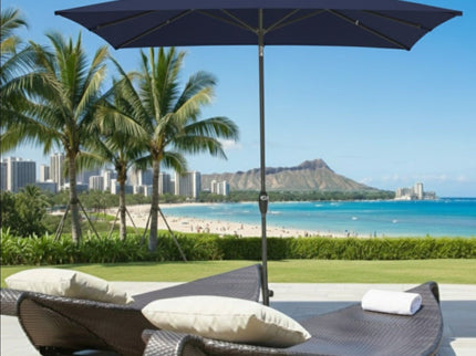 Rectangular Patio Umbrella With Crank Tilt, Polyester UV-Resistant Canopy