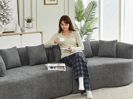 Curved Sectional Sofa With 6 Pillows