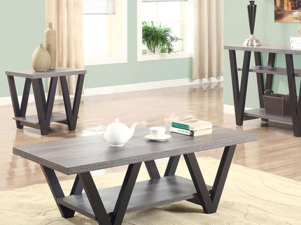 Rectangle Sofa Table With V Line Design - Gray