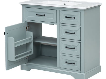 36" Bathroom Vanity With Sink, 2 Tip Out Drawers, Soft Close Hinges