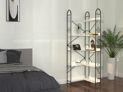 Industrial Style Corner Bookshelf With Thickened Iron Frame
