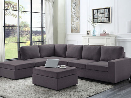 Cassia - 7 Seat Reversible Modular Sectional Sofa With Ottoman