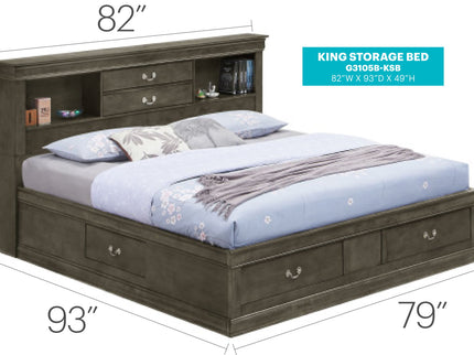 Traditional Style Bookcase Storage Bed