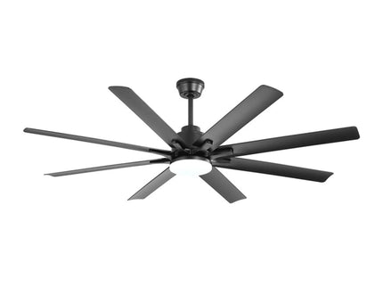 Ceiling Fan With Dimmable LED Light, 8 Blades, Smart Remote Control, Reversible DC Motor For Home Office And Living Spaces - Matte Black