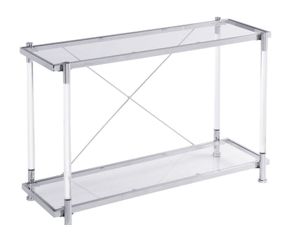 Chrome Glass Sofa Table, Acrylic Side Table, Console Table For Living Room & Bedroom - Chrome