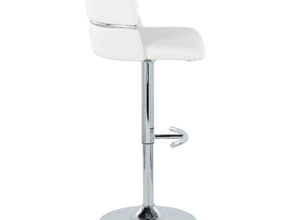 Cinch - Contemporary Adjustable Barstool With Swivel With Rounded T Footrest (Set of 2) - Chrome / White