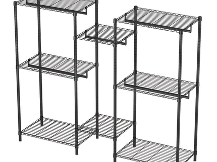 Heavy Duty Garment Rack With 8 Adjustable Wire Shelves And 5 Clothes Rails, Freestanding Closet Organizer Metal - Black