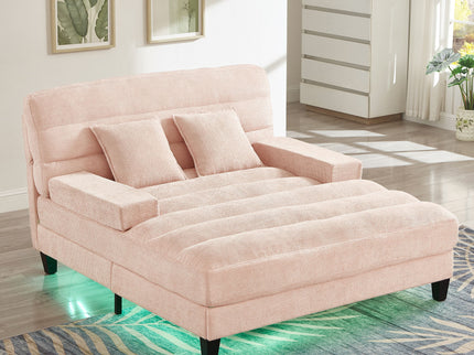 Chaise Bed Lounge Sofa Chair With Adjustable Backrest And LED Light Strip