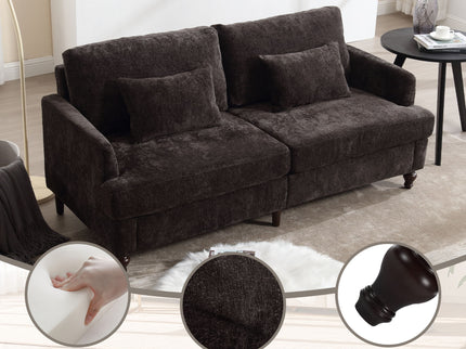 Mid Century Modern Fabric Loveseat Sofa, 2 Seat Upholstered Couch
