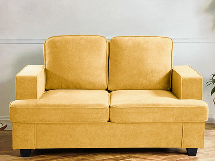Modern Loveseat, Comfortable 2 Seater Couch With Deep Seating, Loose Back Cushions, Wide Arms