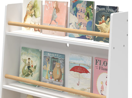 Bookshelf , Book Organizer With Toy Storage - White