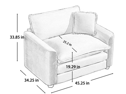 Modern Classic Fabric Single Chair Deep Seat Sofa With Pillow