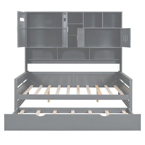 Daybed With All-In-One Cabinet And Shelf