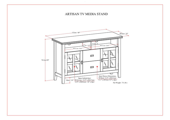Artisan - TV Media Stand, Handcrafted - Russet Brown