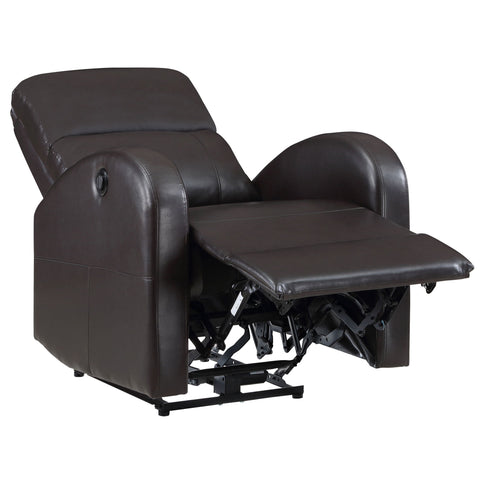 Meglia - Upholstered Power Recliner Chair With Smooth Button Controls - Brown