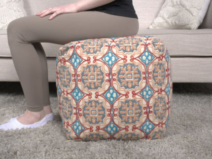 Amelia - Handcrafted Fabric Pouf, Rustic Elegance - Multicolored