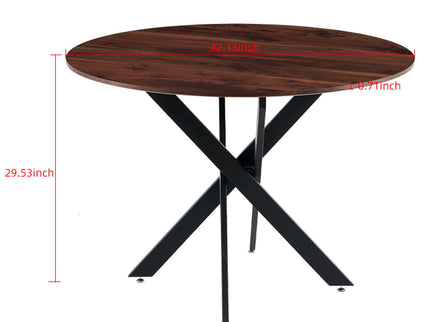 Mid-Century Dining Table For 4 - 6 People With Round Table Top, Pedestal Dining Table, End Table Leisure Coffee Table, Cross Leg