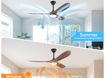 Smart Ceiling Fan With Lights, 3 Blades, Reversible Quiet DC Motor For Indoor