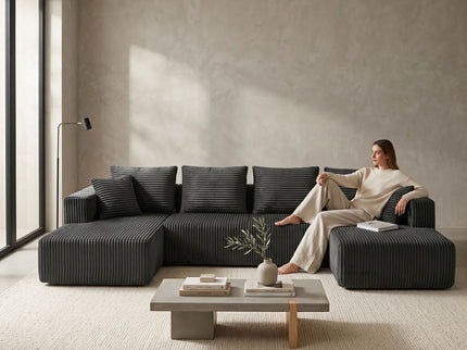 U-Shaped Modular Sectional Sofa With Double Chaise, Oversized Deep Seat For Living Room