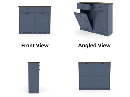 Double Tilt Out Trash Cabinet With Hideaway Drawer And Barn Door Style