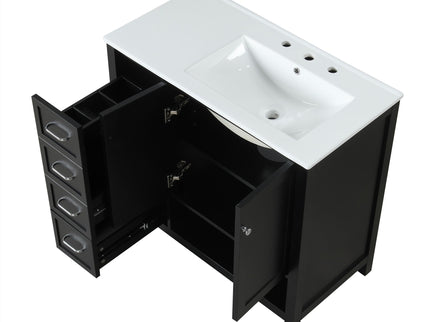 Bathroom Vanity With Sink Top, Bathroom Vanity Cabinet With 2 Doors And 2 Drawers, Open Shelf
