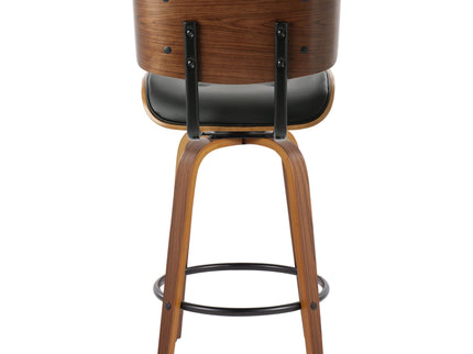 Lombardi - Mid-Century Modern Fixed Height Counter Stool With Swivel With Round Footrest (Set of 2)