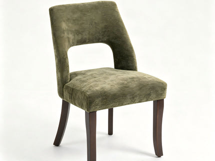 Upholstered Dining Chair With Curved Legs (Set of 2) - Green