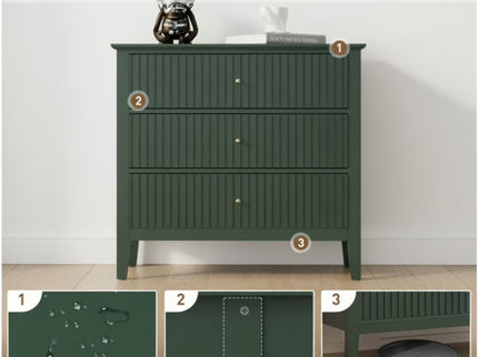 Fluted 3 Drawer Nightstand With Soft Close Slides
