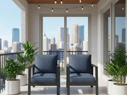 All-Weather Ergonomic Patio Armchairs With Thick Cushions (Set of 2)