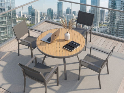 5 Piece Patio Dining Set & Table And Chairs For Outdoor Use - Gray